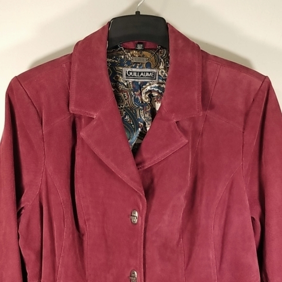 Guillaume Women's Suede Coat Size 1X Hip Length Red - Picture 2 of 7
